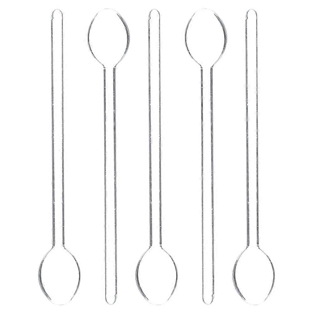 Coffee Stirrers Reusable Spoons Dessert Scoops Bars Transparent Round Comfortable Grip 5Pcs
