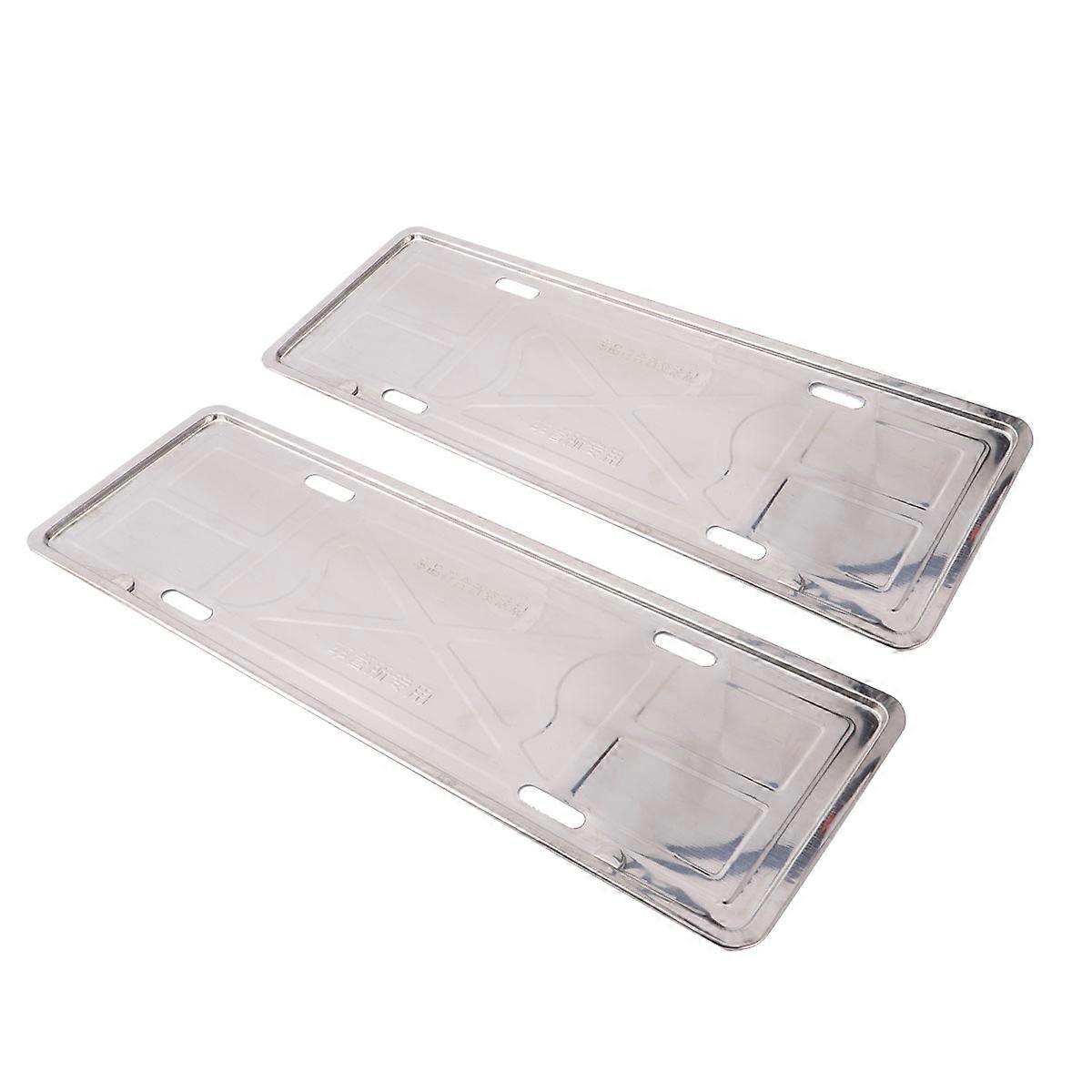 Practical License Plate Frame for Car 4Pcs Silver Stainless Steel Material