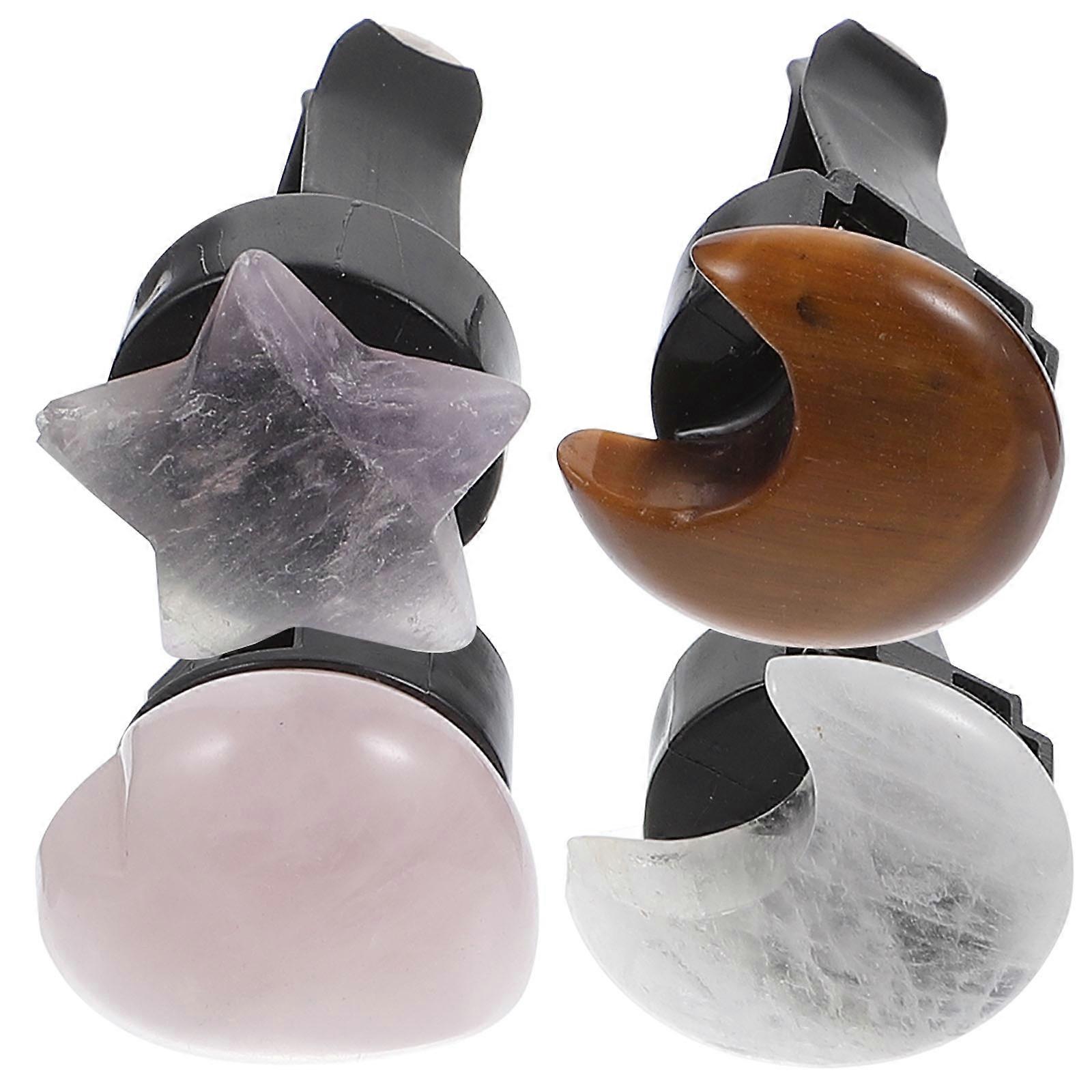 Car Vent Clips Decorative 16 Pcs Assorted Color Crystals Stones Moon Heart Star Design For Air Freshening In Car
