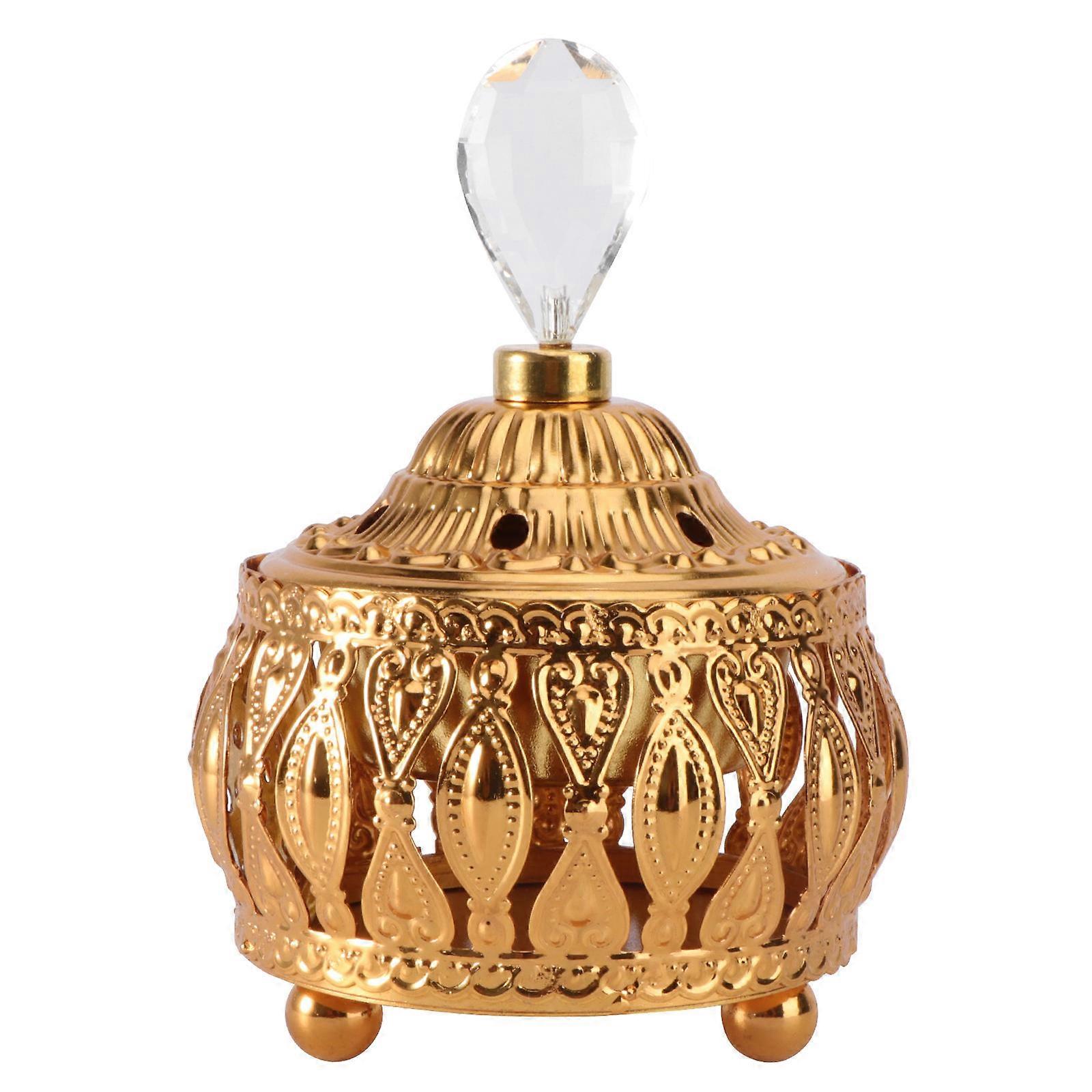 Golden Carved Incense Holder Ornamental Aromatherapy Practical 2Pcs