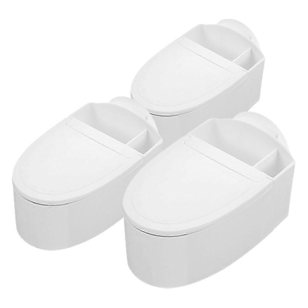 3Pcs Ash Containment Wall Mounted Toilet Ashtray For Bedroom Office Bathroom Use In White PP Material
