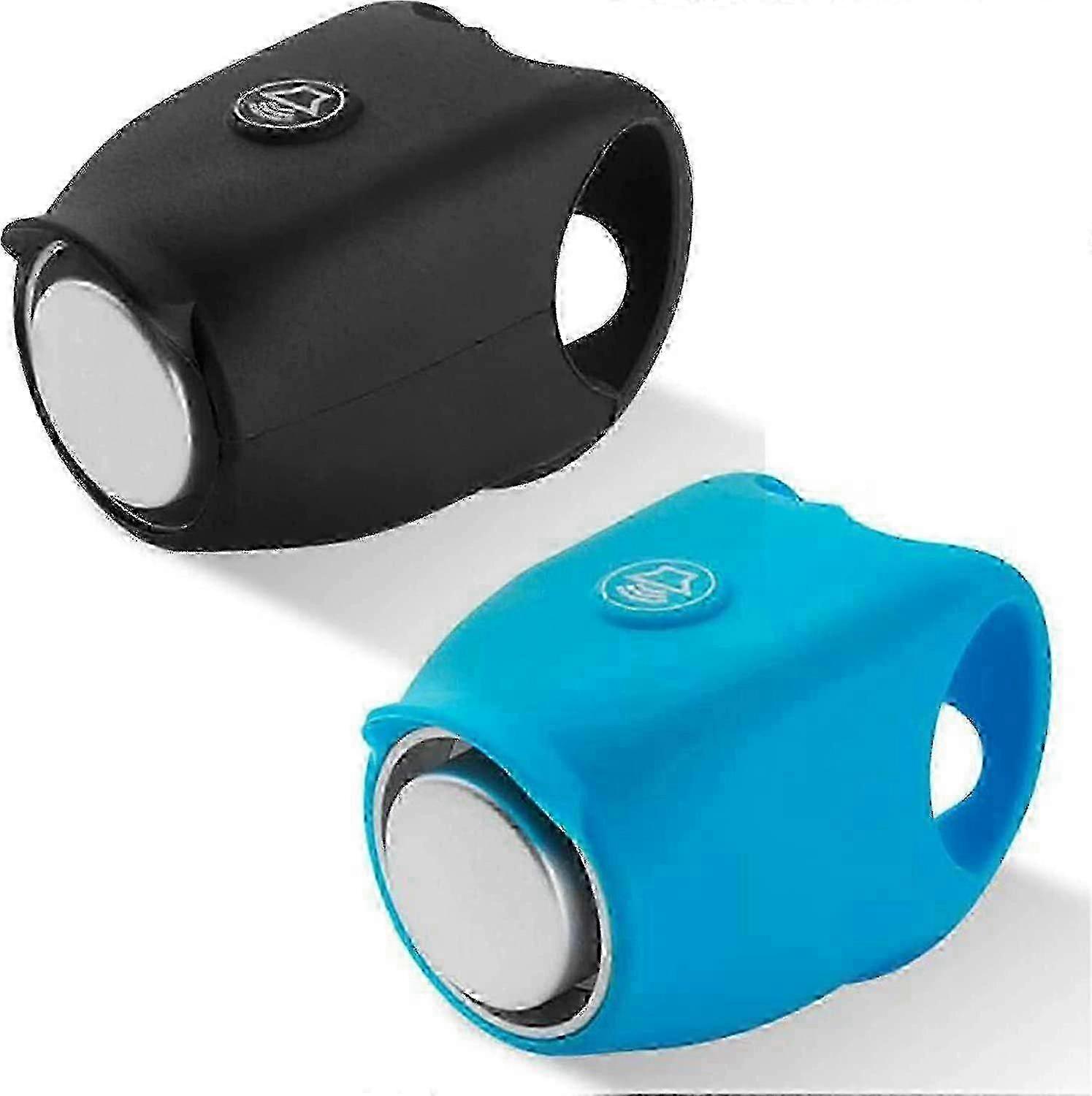 Super Bike Horn 120 Db, Super 120 Db Fahrradhorn, High-End Laute Radfahren Horn Wasserdicht zu Regen Lenker Silikon Bell 6 Sound Rümpfe (schwarz + blau