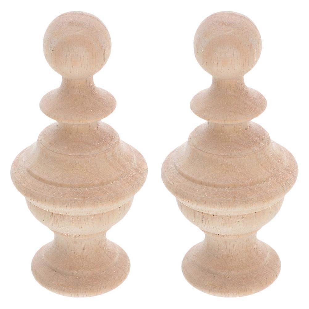 Versatile Use Solid Wood Finials For Beds Home Decoration 6X10Cm Khaki Rustic Charm 4Pcs
