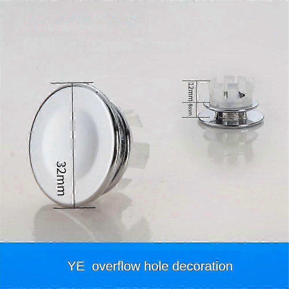 25-26 2PCS Solid Sink Overflow Covers Kitchen Bathroom Basin Trim Round Hole Caps