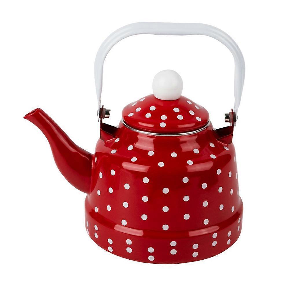Red Heating Water Kettle for Drinking Water 3Pcs Enamel Teapot Set