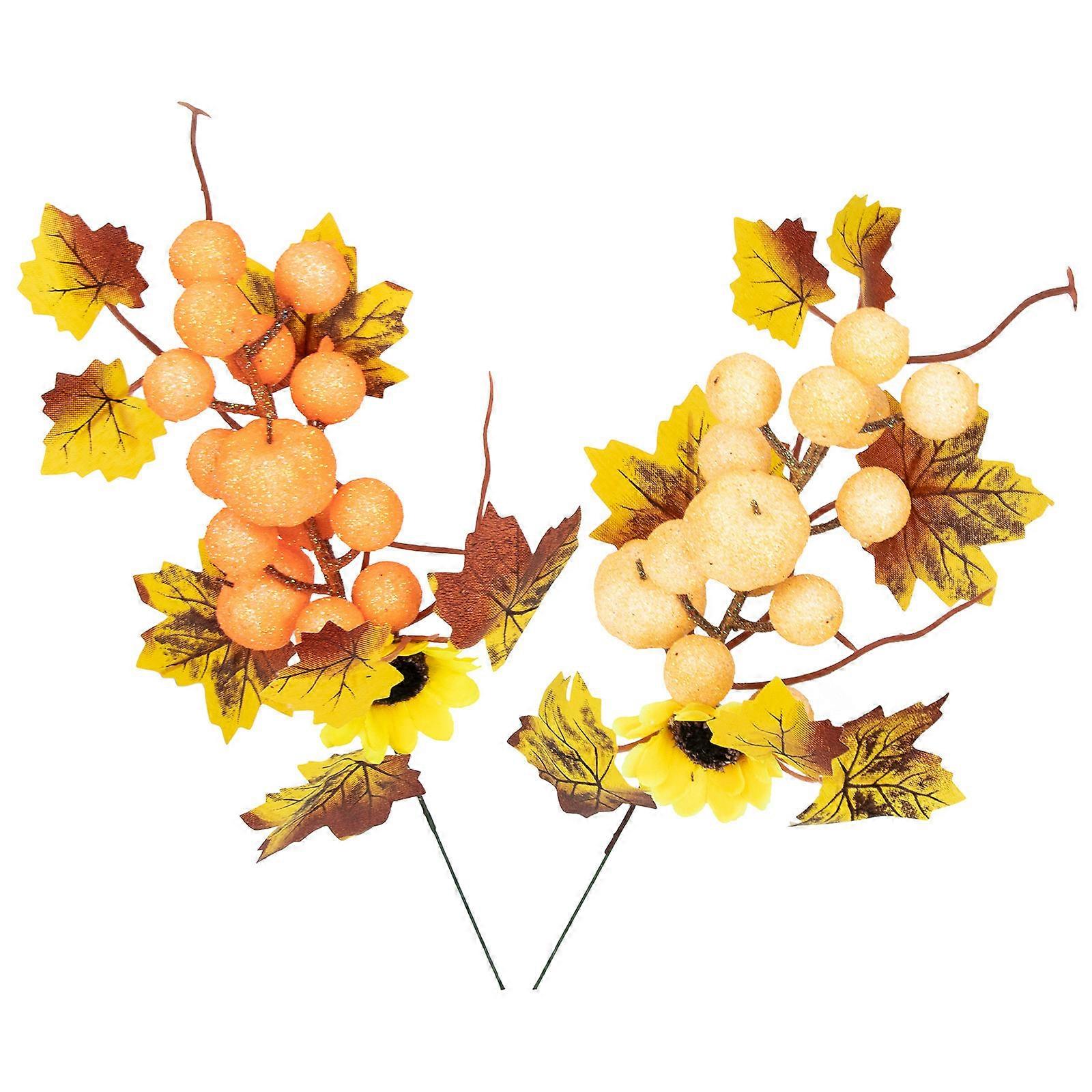 8 Pcs Autumn Maple Leaf Branches Floral Arrangements For Home Decoration Yellow Color Lifelike Design Decoration