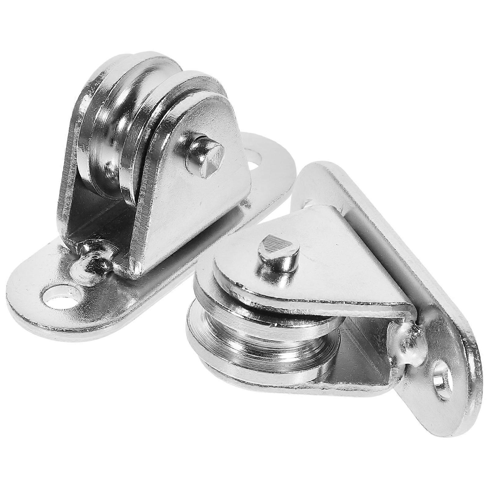 Rope Pulley Single Pulley Blocks for Heavy Duty 10Pcs Silver Metal