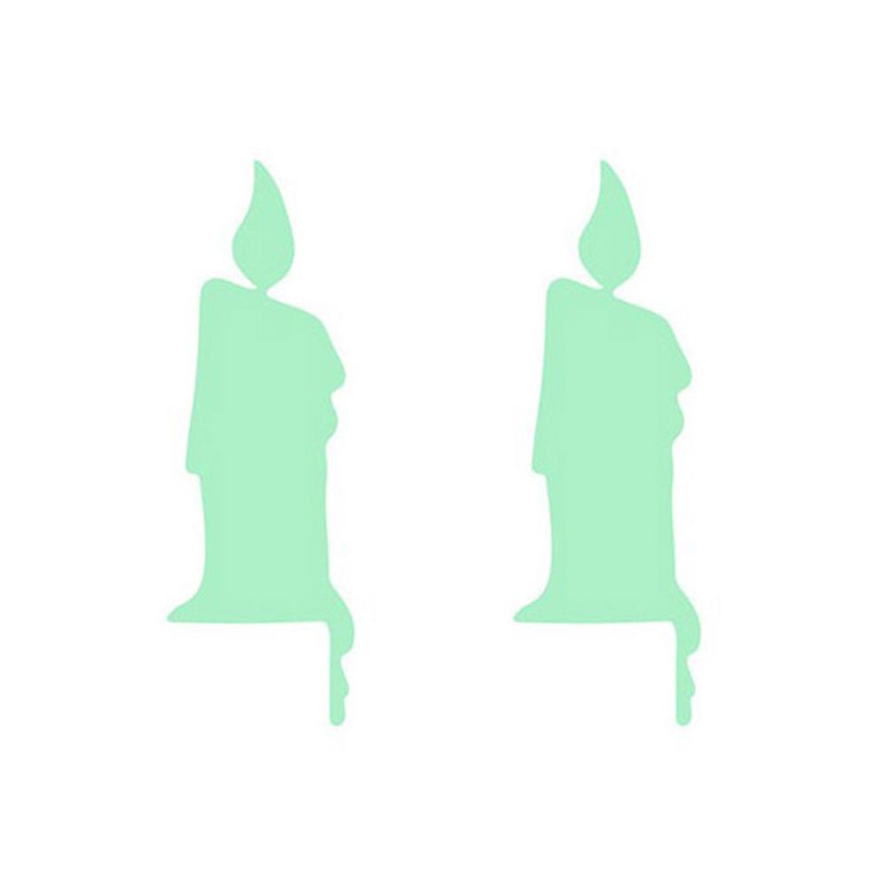 Stickers 4Pcs Light Green Candle Shape for Wall Decoration