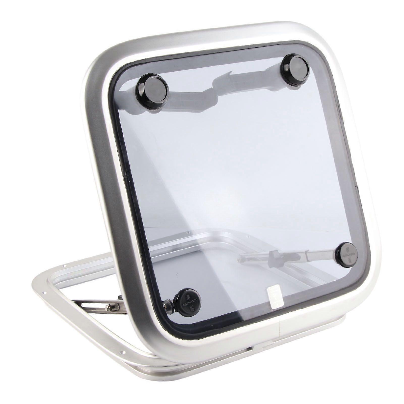 Square Porthole Length 360mm Width 360mm Push Out Portlight Window with Smoky Grey Tempered Glass for Boat Yacht Ship and RV