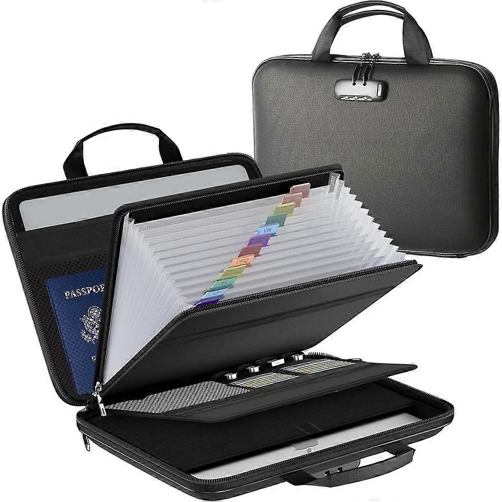 Fireproof Document File Organizer Bag,5200°F Portable File Organizer Handbag with Lock,Fire Safe Home Valuables Storage