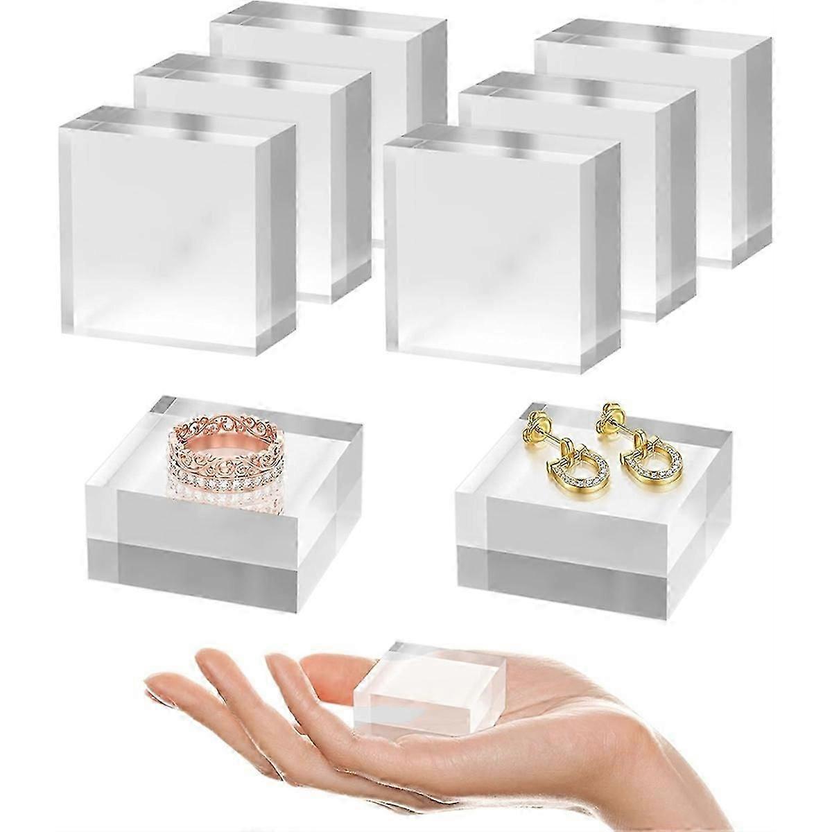 Acrylic Base 8PCS Acrylic Blocks for Display 2x2x1 Inch Square Riser Display Stands Trophy for Trop