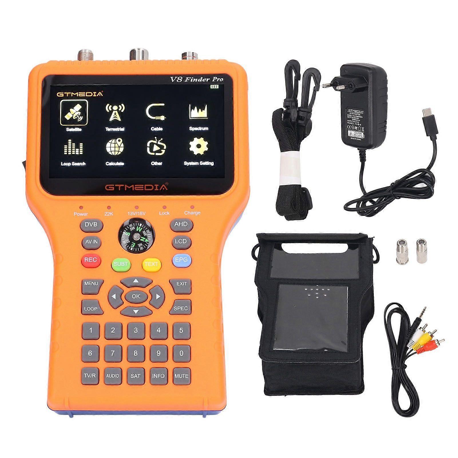 Satellite Finder V8 FINDER PRO2 FTA DVB S2 S2X Signal Meter with 4.3inch LCD Screen Compass Function