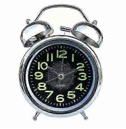 Despertador de metal banhado a prata premium de 3 polegadas com luz noturna