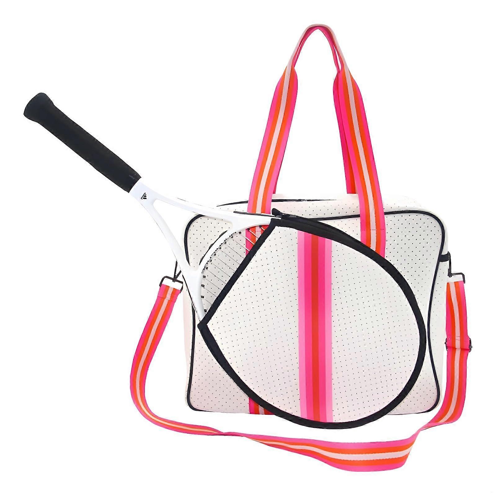 Neoprene Tennis Tote Bags Adjustable Strap Color Stripe Design Large Capacity For Clothes And Gear Racket Compatible