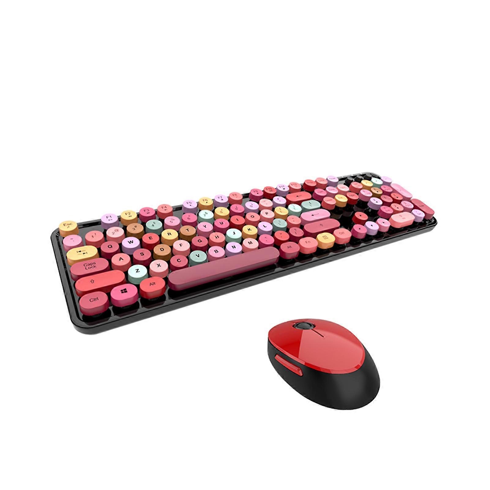 Mofii Sweet Combo Mixed Color 2.4G Wireless Keyboard Mouse Set Circular Suspension Key Cap for PC Laptop Black