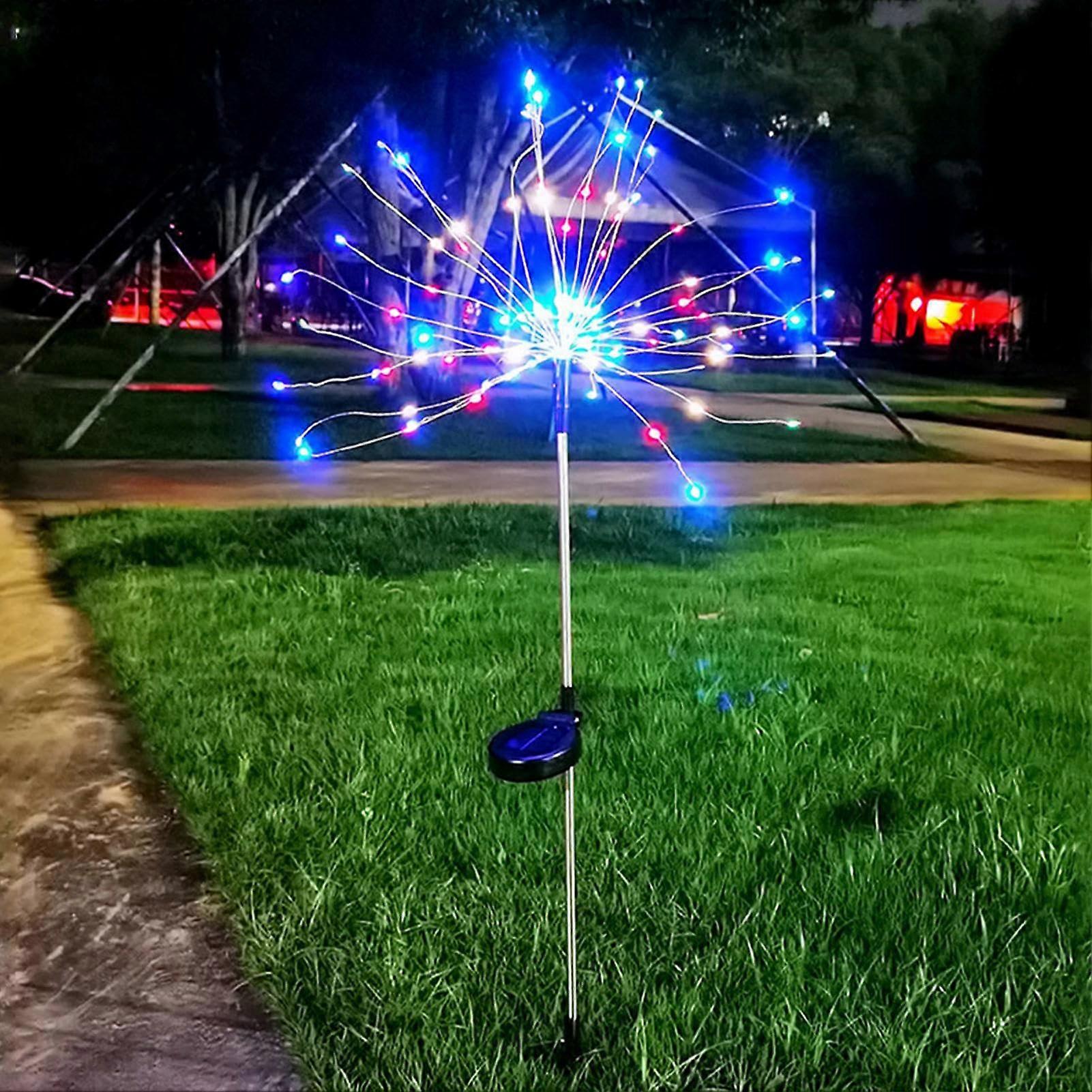 Solar Lights for Outside Ground Firework Lamp Solar Powered LED Weather Resistant Outdoor Lighting Backyard Walkway