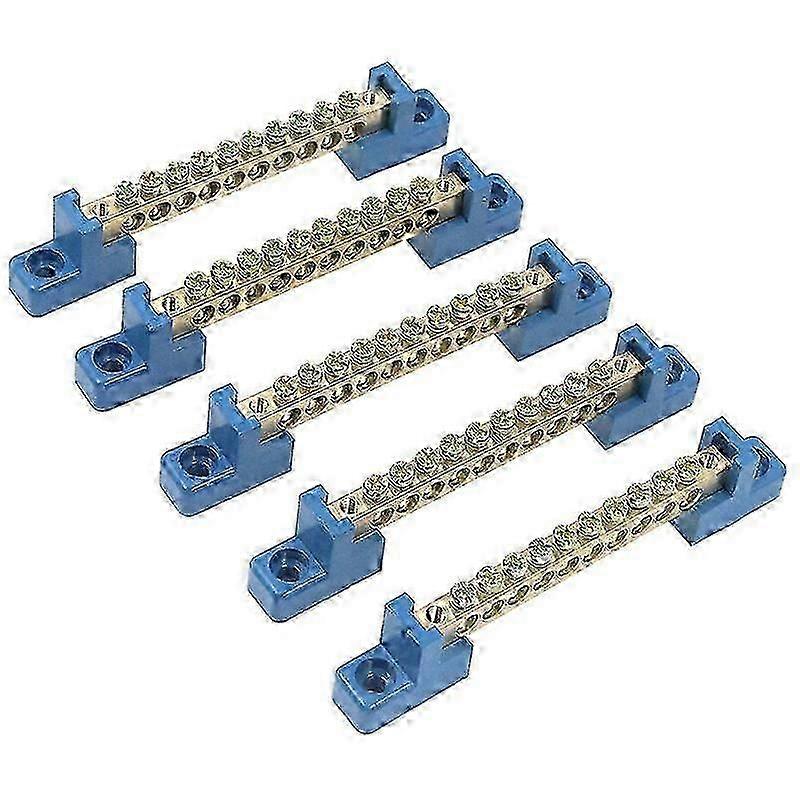 Terminal Block Blue Terminal Bus Bar 10 Positions Screw Brass Terminal Grounding Strip Bus Bar Bloc