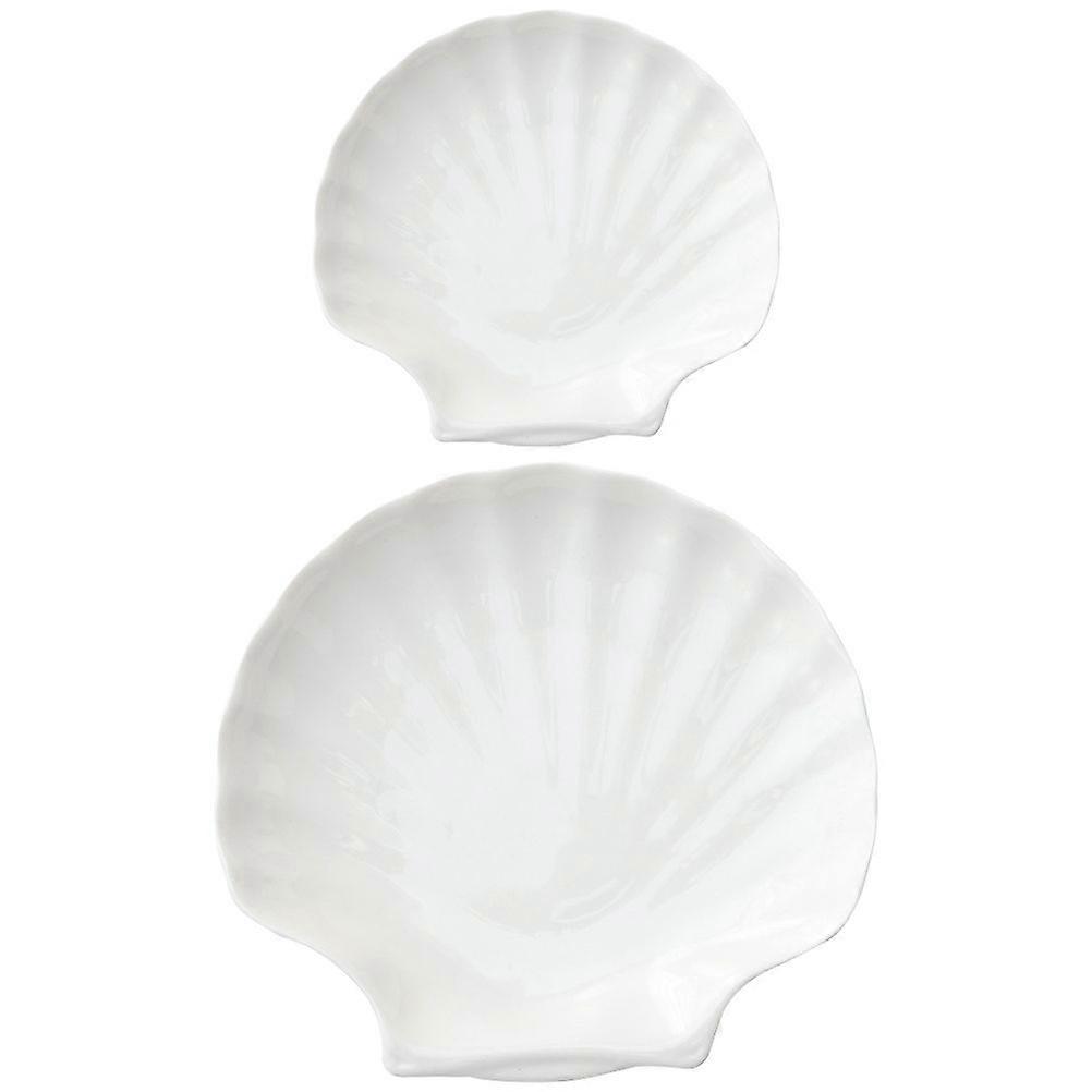 2Pcs Household Food Trays Multi-function Dessert Plates Shell-shaped Dessert Trays