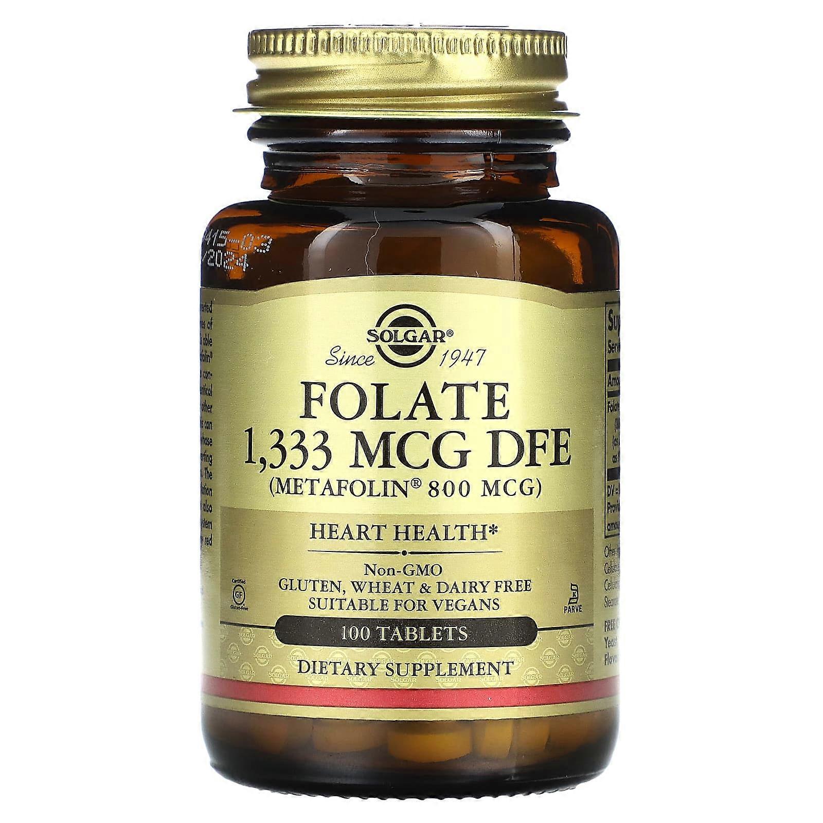 Solgar, Folate, 1,333 mcg DFE, 100 Tablets