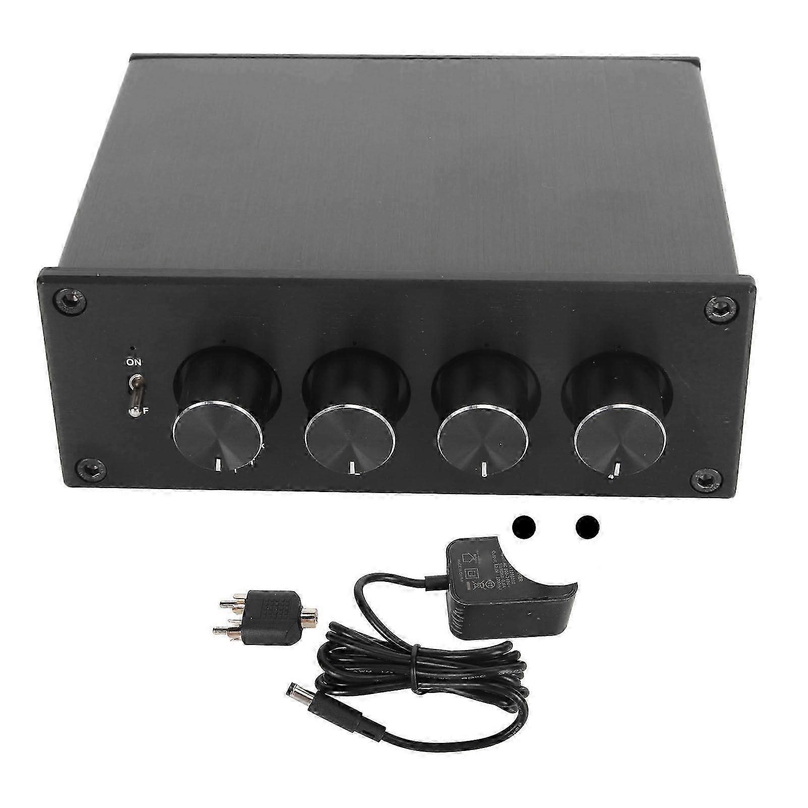 Stereo Splitter Box 1 in 4 Out Low Distortion Sound Signal Splitter for Headphone Amplifier 100240V EU Plug