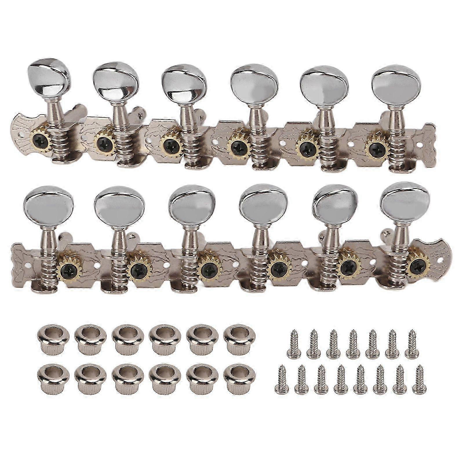 2PCS Guitar Tuning Key Metal Rust Resistant Tuning Peg with 15PCS Screw 12PCS Socket for Acoustic Guitar