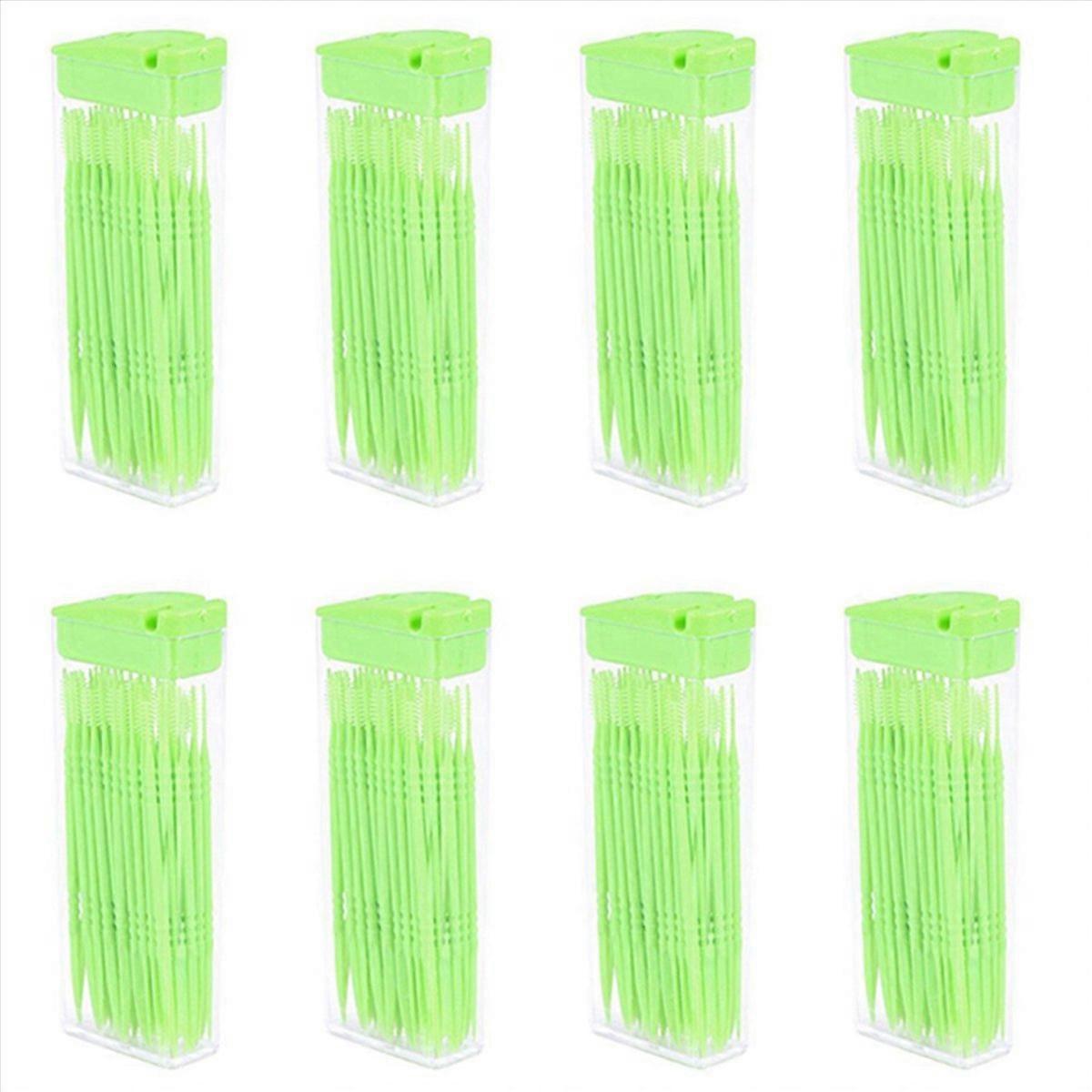 50 Pcs Plastic Toothpicks 2 Way Tooth Picks Interdental Random Color