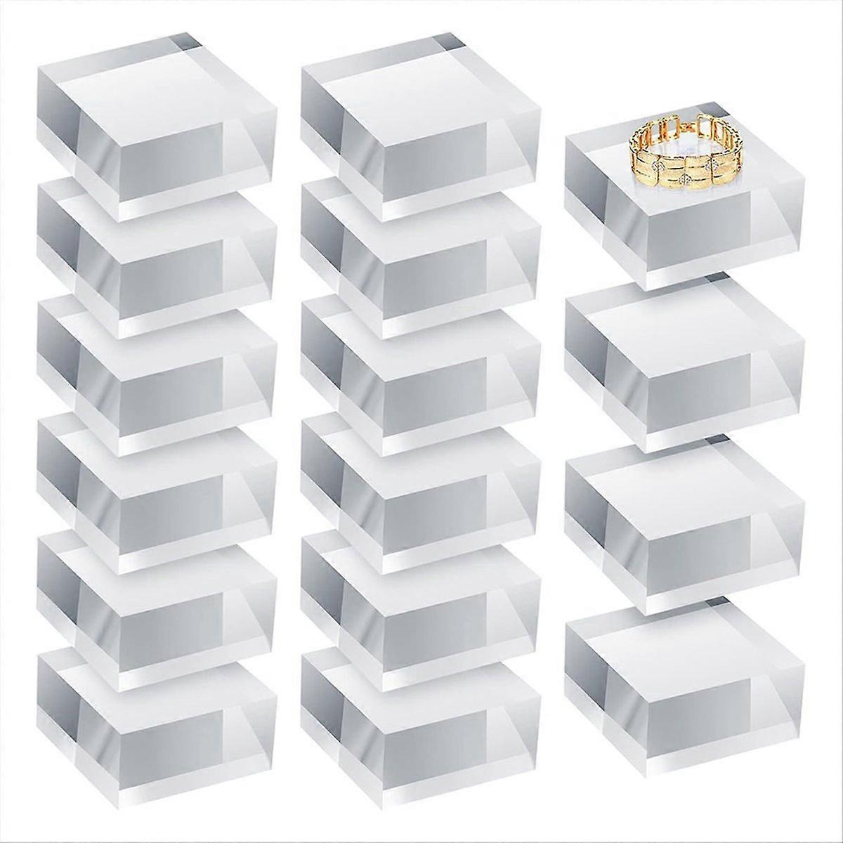 Clear Acrylic Blocks Square Display Showcase Holder Base 16pcs