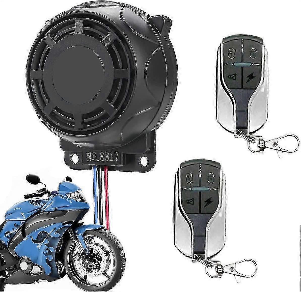 Motorcycle Alarm System with 2-Way Remote, Anti-Theft Security for Scooter Quad Bike