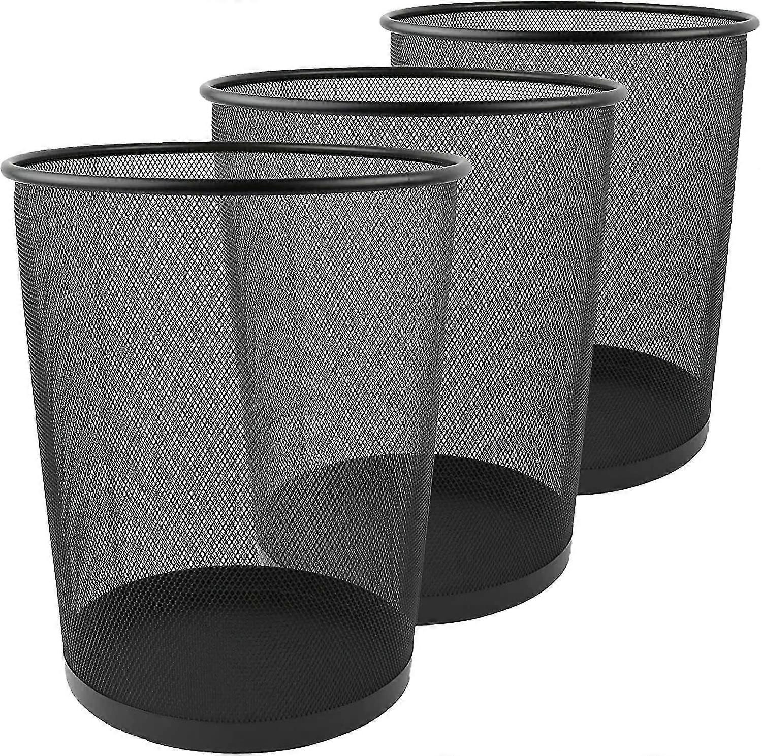 Set von 3 Papierkörben, 12l Metall Schreibtisch Mülleimer, kleine Mülleimerbrett von Badezimmern kompatibel mit Badewanne