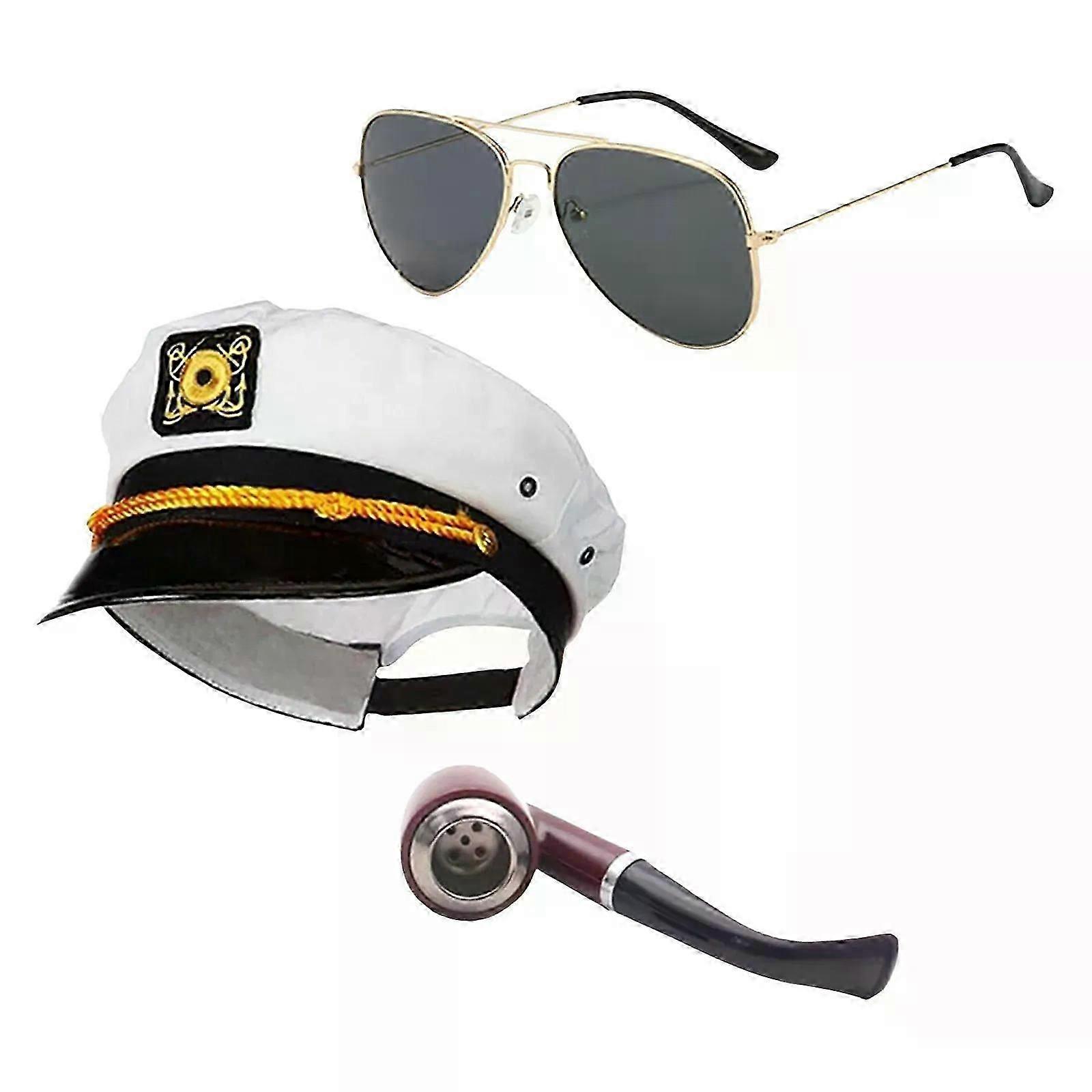 3PCSアダルトセーラーキャプテンハット調節可能なメンズとレディースパーティーメイクアップボールドレッシング