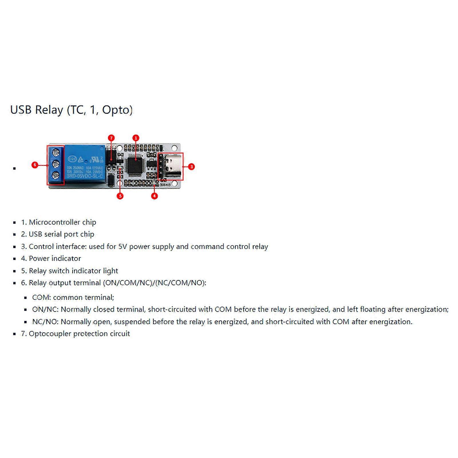 1 Channel Relay Module USB to Serial Control Module with Type C ...