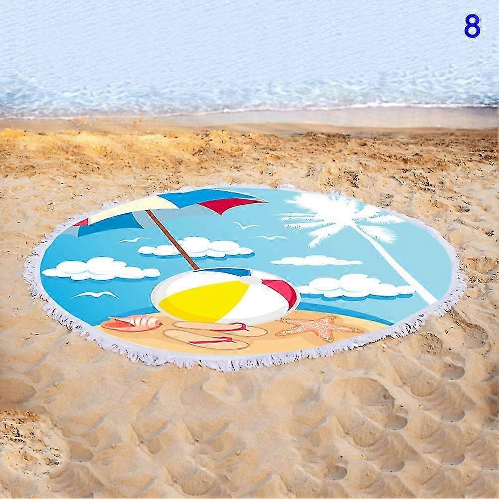 Quick-dry Round Colorful Floral Print Beach Towel with Tassel New