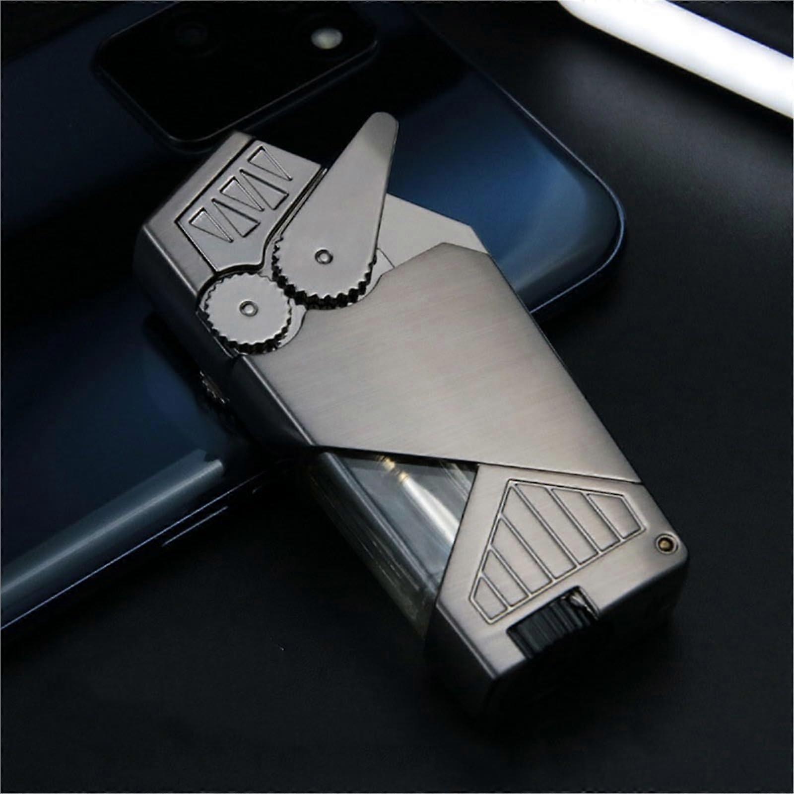 Double Flame Direct Jet Blue Flame Torch Lighter, Adjustable Flame, Visible Tank, Refillable Butane, Cigar Gift