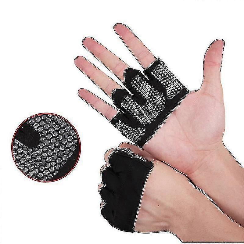 1ペアジム手袋ノンスリップハーフフィンガーグローブフィットネス重量挙げスポーツパームプロテクター