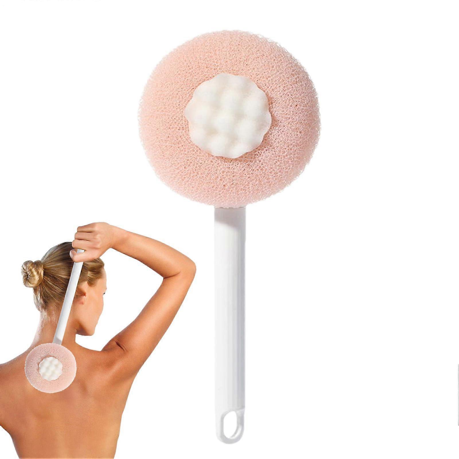 Long Handle Shower Body Scrubber, Retractable Back Brush On Both Sides, Soft Sponge Bath Brush, Dual Sided Long Handle Brush