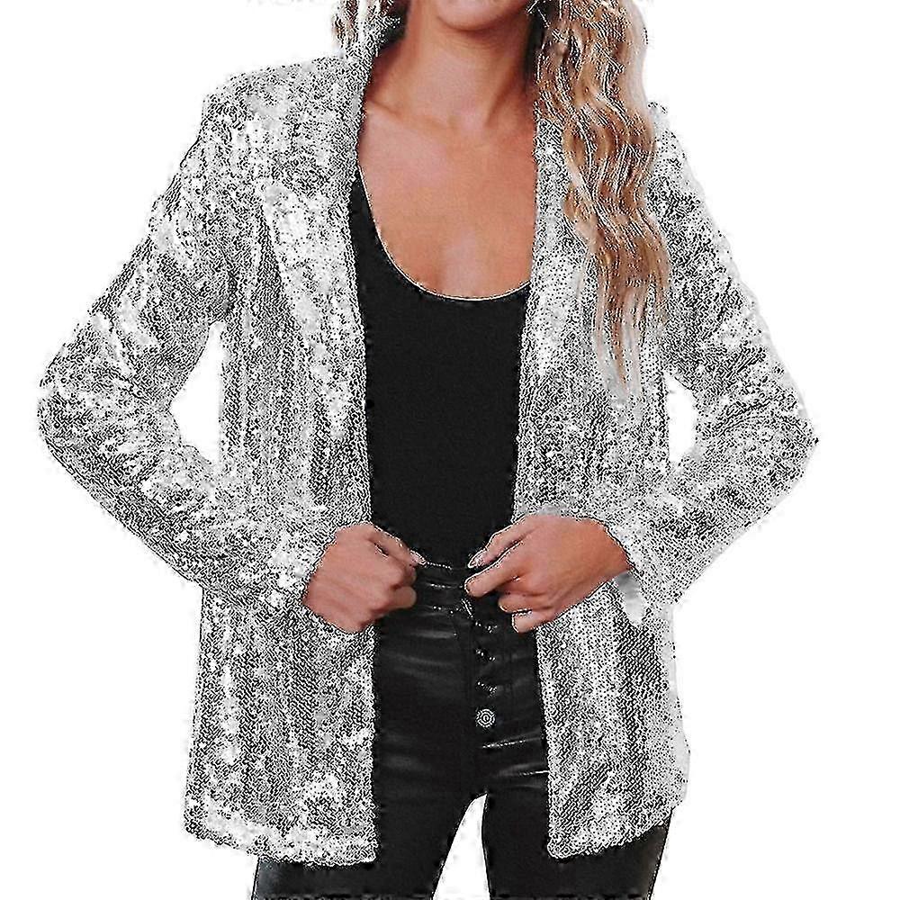 Sequin Glitter Jacket Naisten bleiseri pitkähihaisella Bomber_Feb