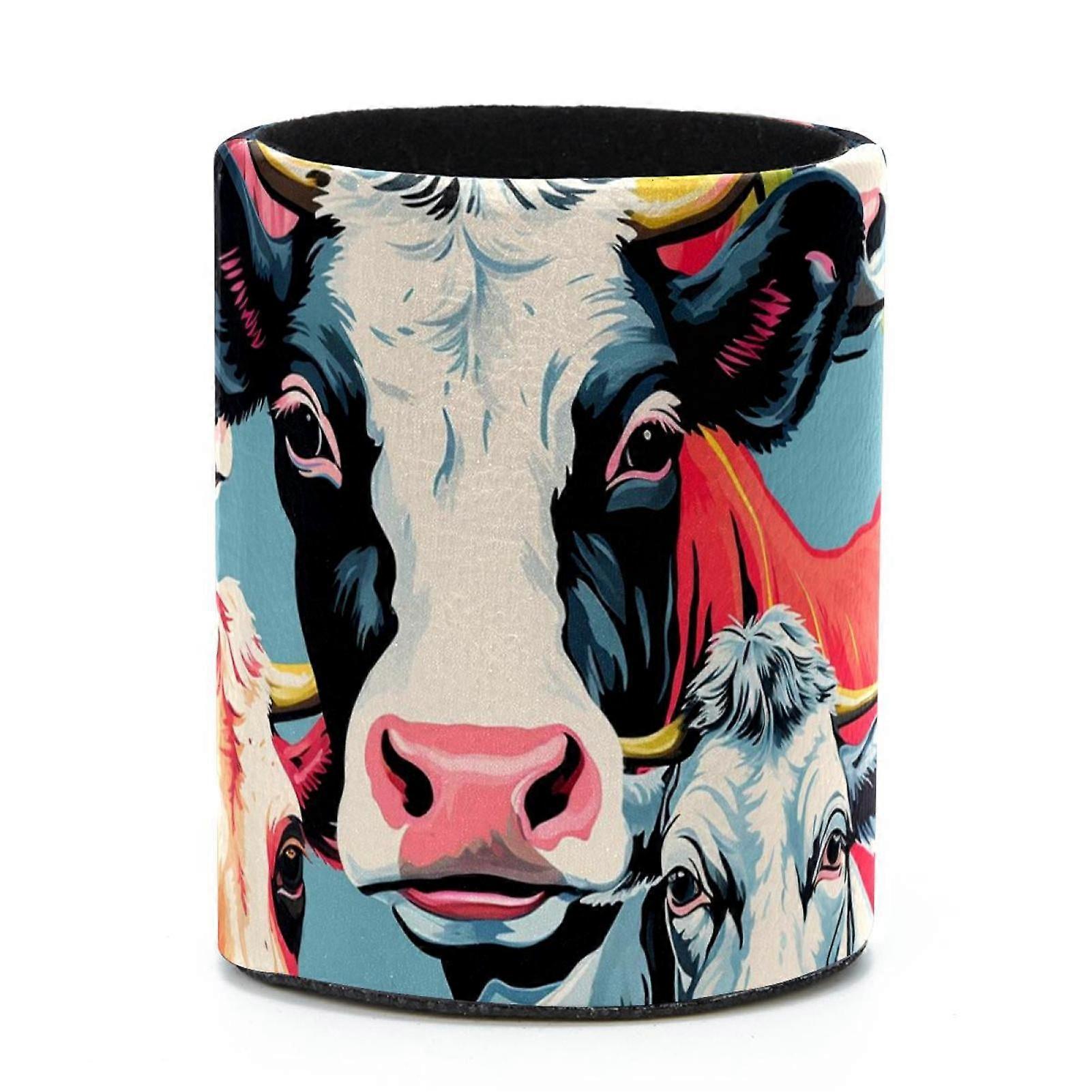 Pratique et élégant : porte-stylo cylindrique et organiseur de bureau pour maquillage et matériel artistique, motif vache.