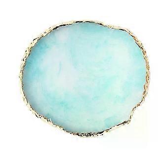 DIY Manicure Accessories Tools Resin Nail Art Painting Gel Palette Golden Edge Polish Agate Mix Stir Crystal Gem Plate 6 Colors