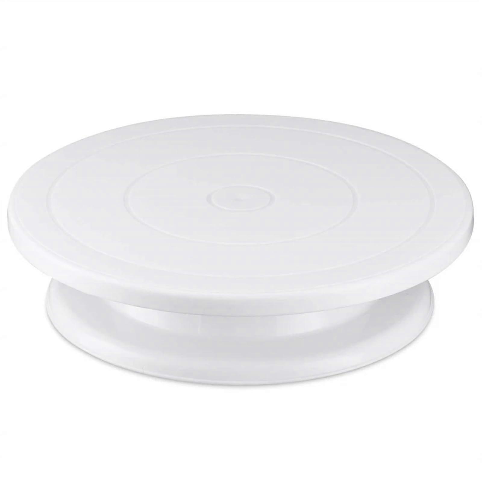 Rotating Cake Turntable 11 Inch Plastic Stand for Icing, Pastry and Cupcake Decorating White
