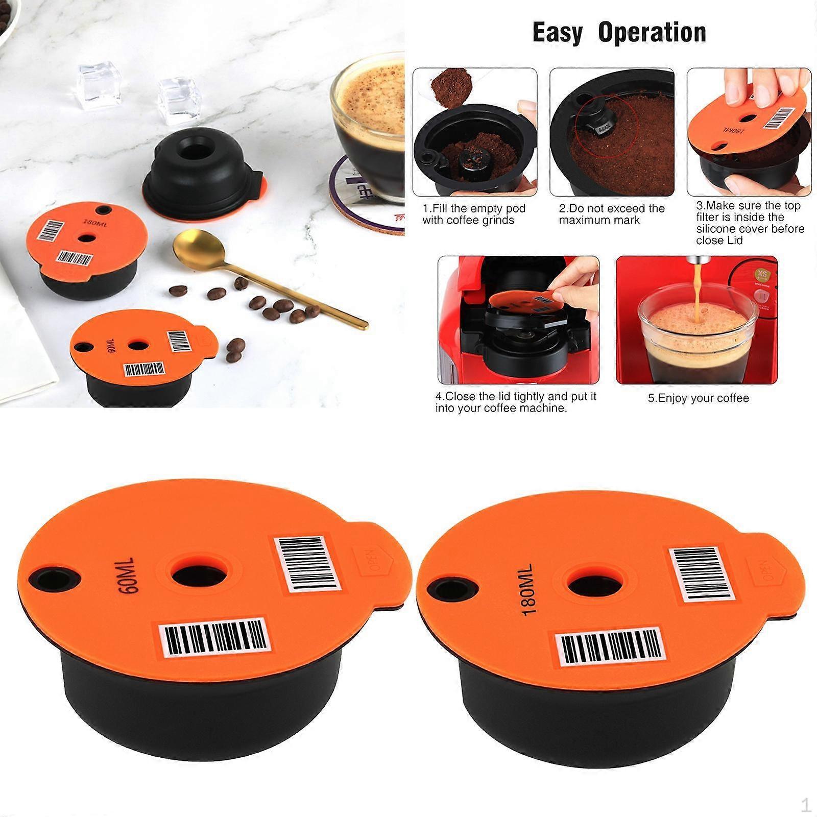 Pack of 2 Reusable PP Coffee Pod with Slicone Lid for Machine, Make Your Favorite