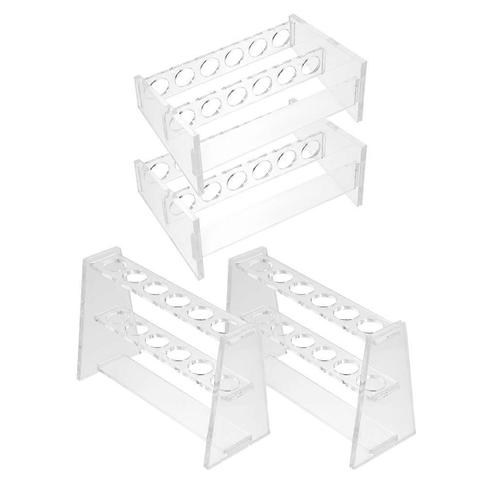 Double-Layer Test Tube Rack for Laboratory Sample Storage Transparent 4Pcs 10ml