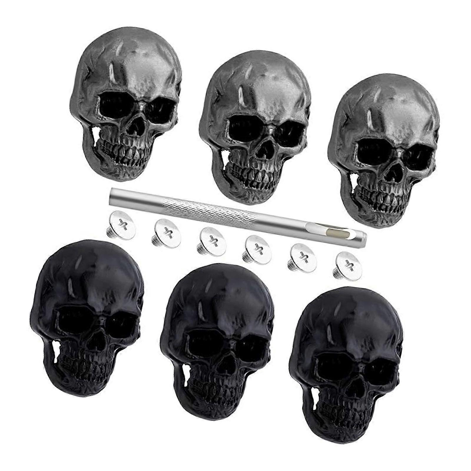 Skull Head Rivet Studs Skull Head Button Screws With Drilling Tool Leather Crafting Skull For Craft Enthusiasts Multicolor