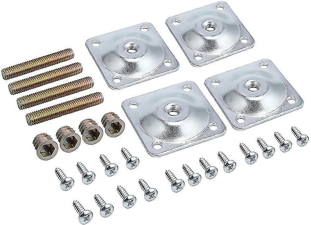 Set Of 4 Fixing Plates For Furniture Feet In Hardware For Fixing 49 X 49 X 2 Mm