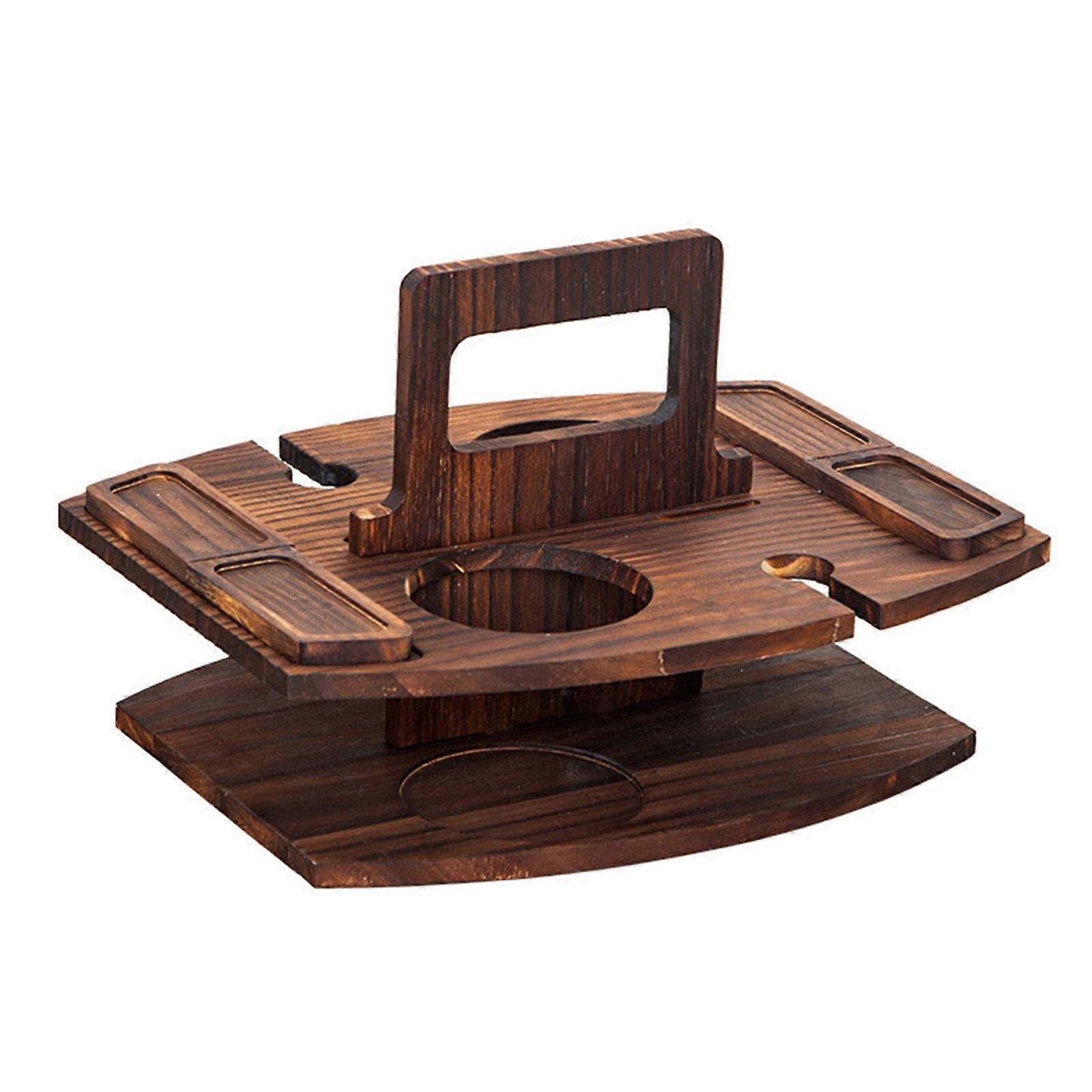 Multiple Tiers Wood Serving Tray Portable Kitchen Organizers for Dining Table Countertop Storage Multicolor