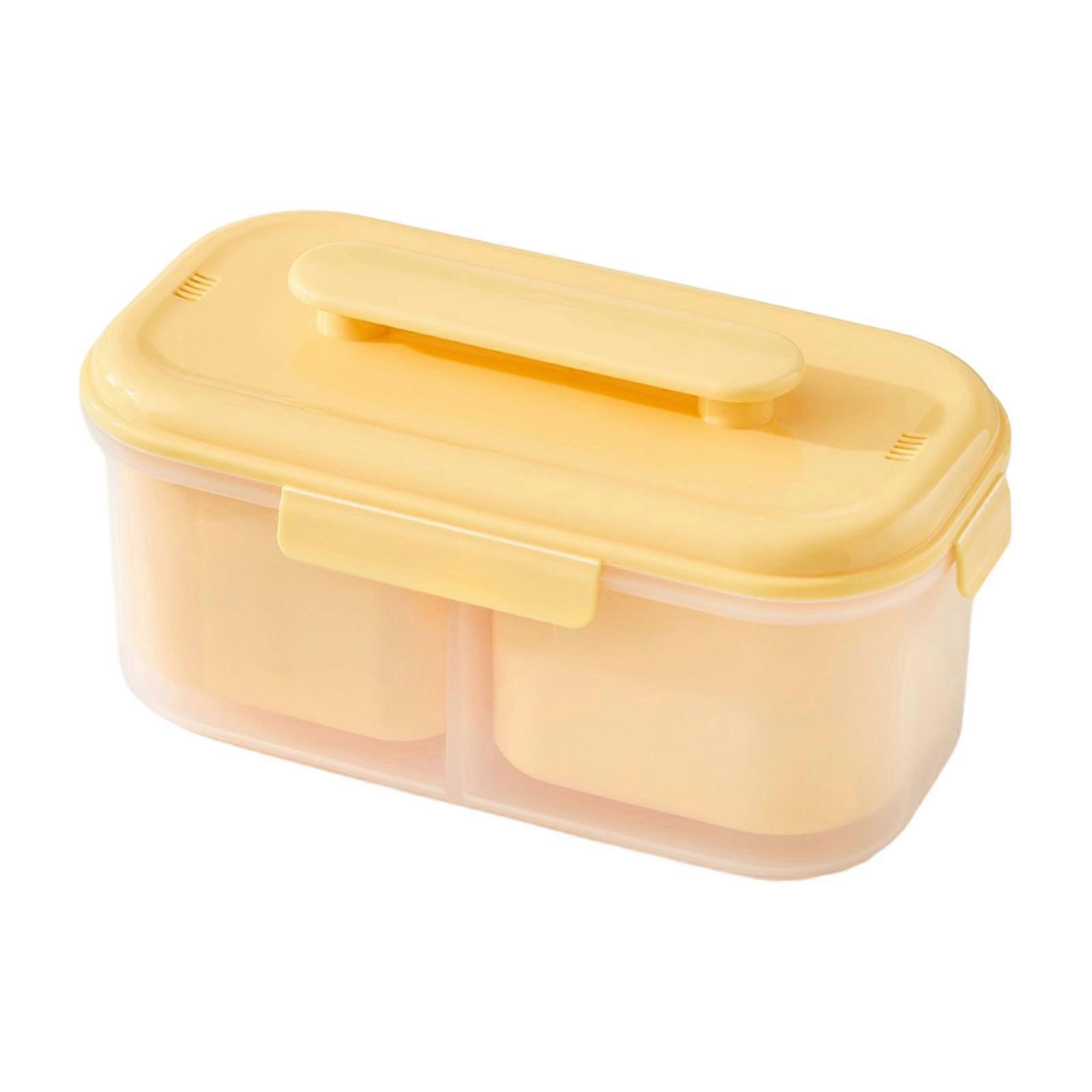 Spacious 2 Section Food Storage Box Leak Proof Design Oversized Two Compartment Meal Preparation Container  Yellow