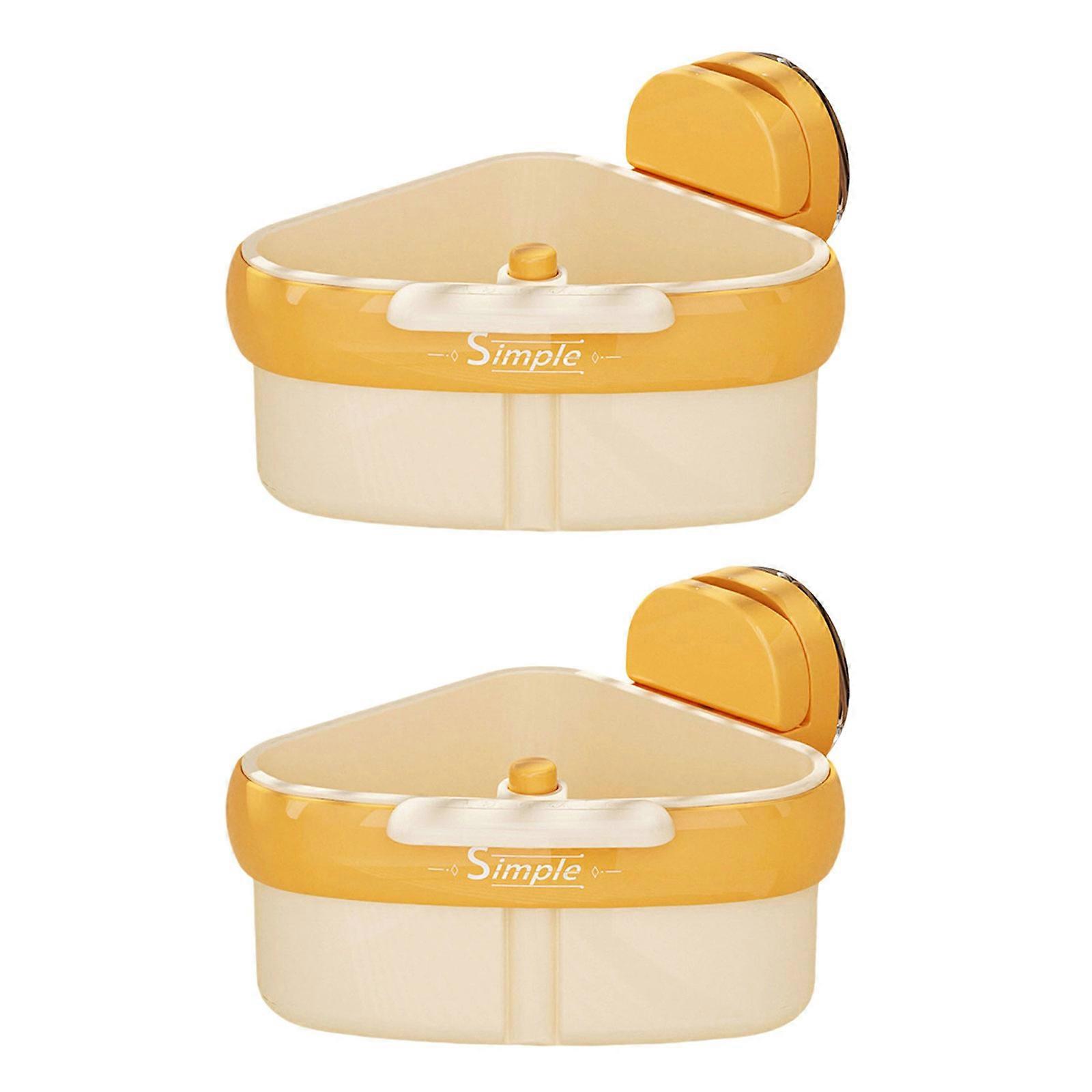 Wall Mounted Triangular Strainer Basket For Kitchen Sink Corner Powerful Suction Cup ABS Drain Filter With Drainage Hole  Orange