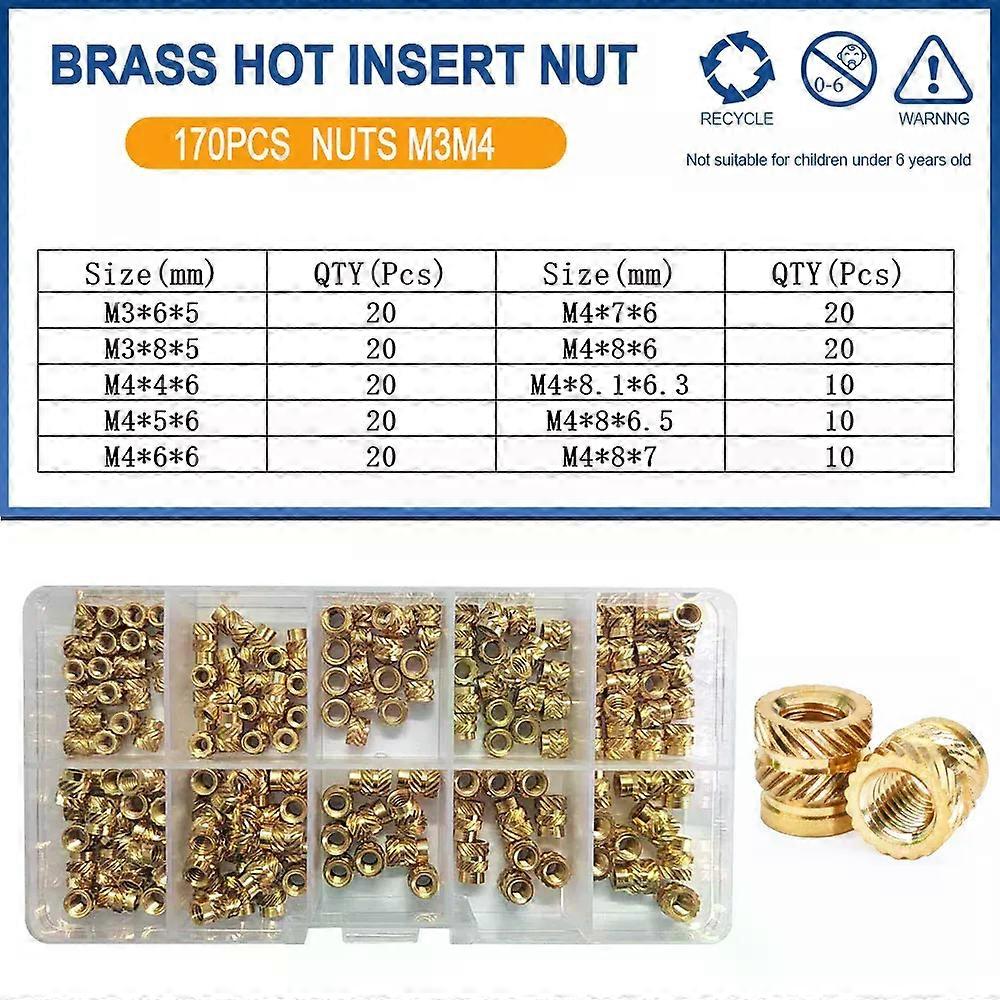 Hot Melting Copper Insert Nuts For 3D Printer Notebook M2 M2.5 M3 M4 M5 M6 Embedded Heating Knurled Brass Thread Nut Set Laptops