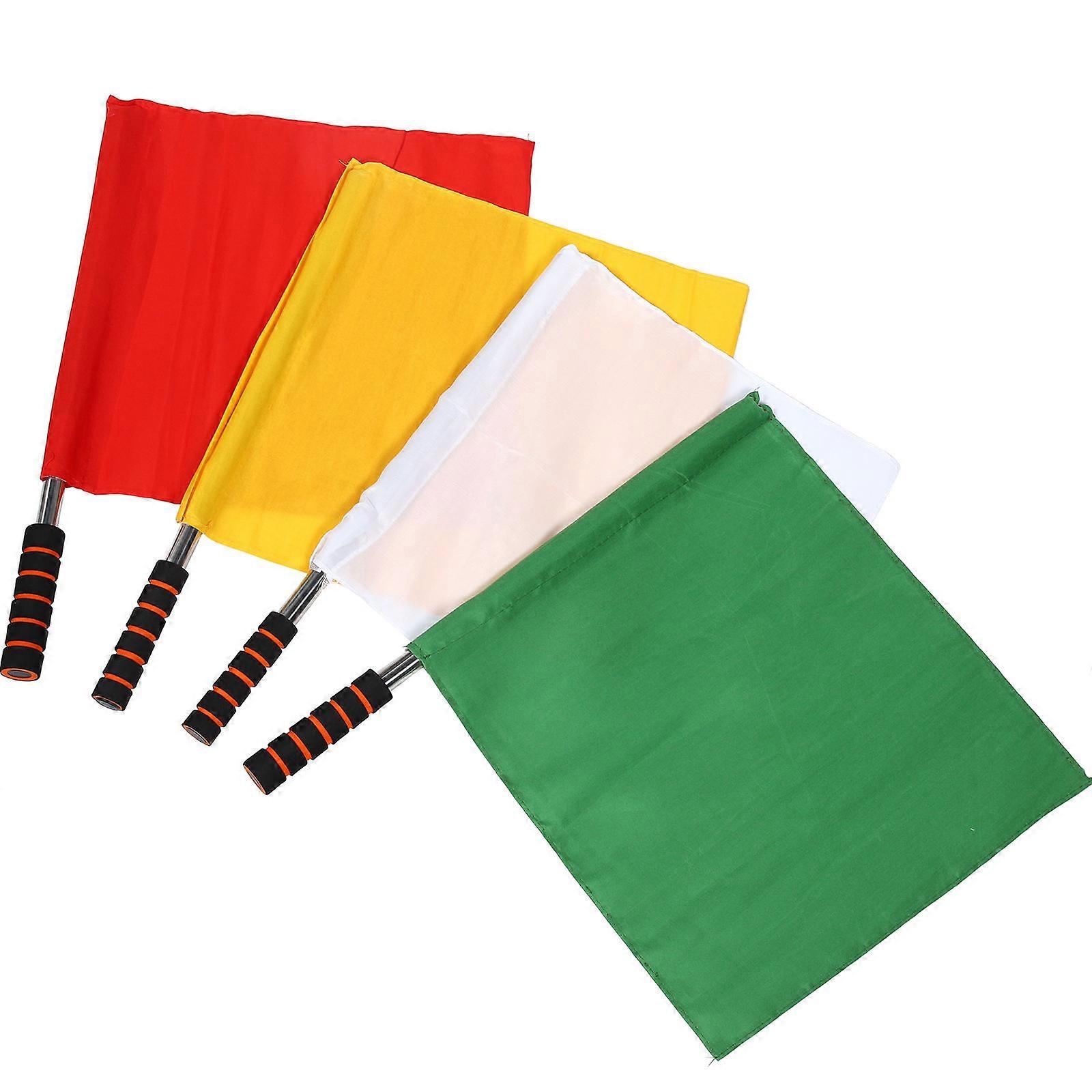 4Pcs Referee Football Soccer Flags Referee Hand Flags Colored Command Flags Match Signal Flags