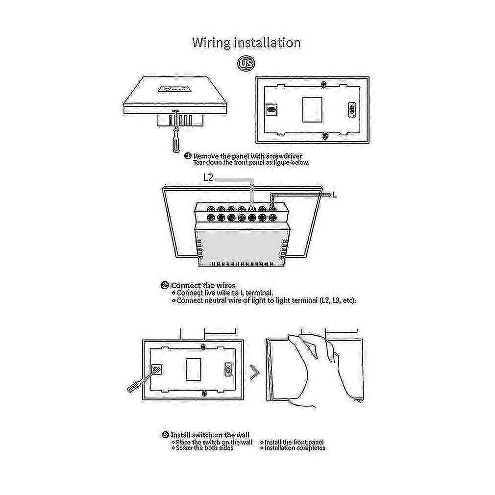 Funry St2-1 Touch Switch Smart Wall Switch Us Plug Light Tough Screen 1 Gang