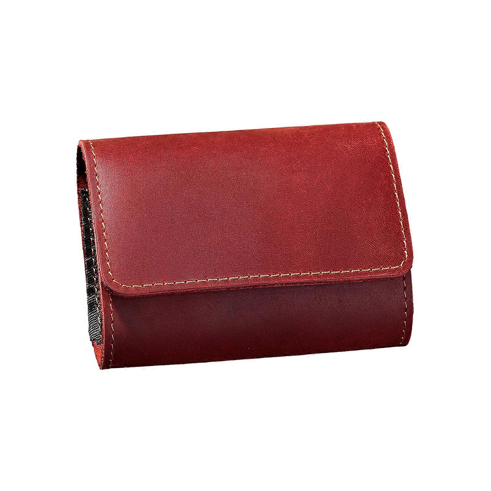 Women's Slim Accordion Designs PU Card Holder And Coin Purse In Solid Color With Ample Cards Slots Compact Card Case  wine red
